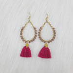 Crystal Wrapped Teardrop With Tassels Earrings